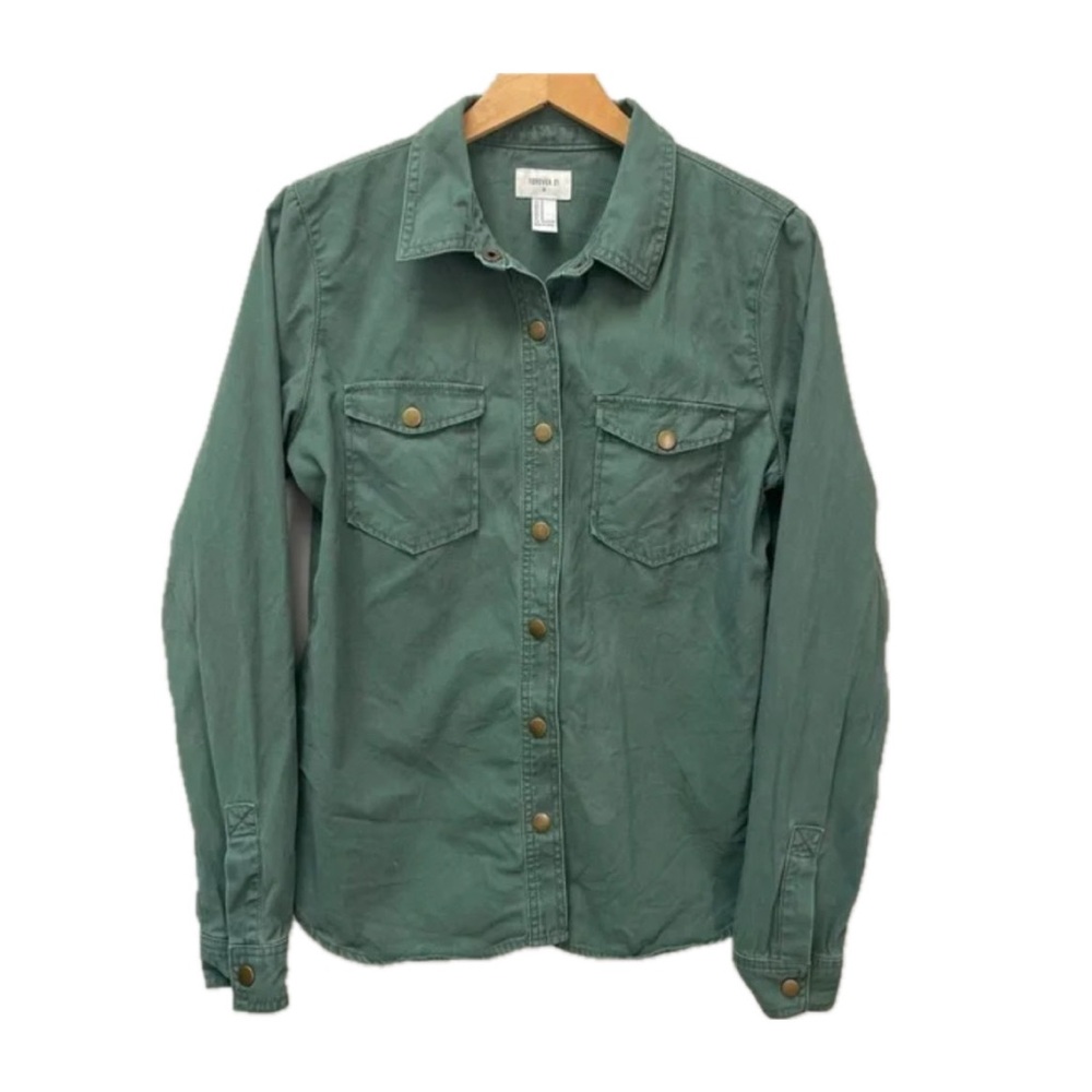 Vintage Forever 21 Forest Green Utility Button-Up Shirt, Outdoors Nature